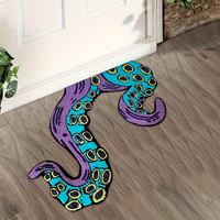 Tapis pieuvre tentacules kraken de forme drôle paillasson fabriqué à la machine pour entrée intérieure extérieure personnalisé pour un usage domestique