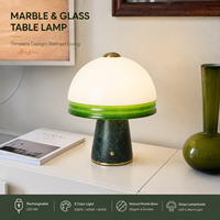 Lampe de table en verre marbré rechargeable LED 6W, commande tactile, 3 couleurs de lumière 3000K 4000K 6000K, port Type C pour chambre à coucher, salon
