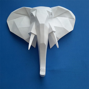 Scultura animale in <span class=keywords><strong>resina</strong></span> appesa da parete con testa di elefante su misura dipinta a mano per decorazione esterna per interni artigianali di fabbrica - Product Image 6