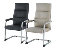 Chaise de visiteur cantilever chromée prête à l'emploi, dossier haut, assise rembourrée en cuir PU pour salle de réception et de réunion