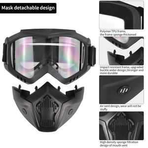 YQH CW52545 lunettes de soleil de sport pour Dirt Bike/Moto Cross/<span class=keywords><strong>VTT</strong></span> respirant anti-poussière Protection UV coupe-vent Anti-buée pour une utilisation en extérieur - Product Image 3