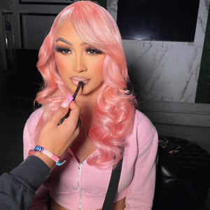 Peluca frontal de encaje transparente 13x6 13x4 con ondas corporales, <span class=keywords><strong>cabello</strong></span> humano virgen, color <span class=keywords><strong>rosa</strong></span> <span class=keywords><strong>pastel</strong></span> ombré, venta al por mayor - Product Image 2