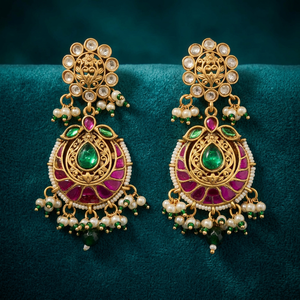 Mayoristas de Joyería de Moda en India, Pendientes de Perlas Antiguas con Baño de Oro Mate 233128 - Product Image 4