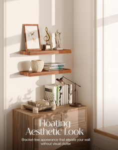 Acacia <strong>Wood</strong> Floating Shelves Wall Mounted Rustic Wall <strong>Storage</strong> Shelf for Bedroom, Kitchen, Home D&eacute;cor - Brackets and <strong>Shelving</strong> - Product Image 6