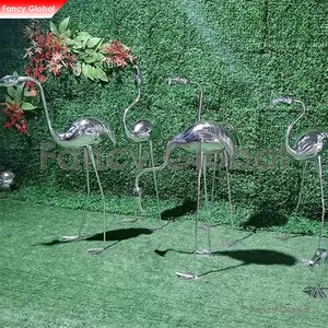 Verkopen Goed Nieuw Type Roestvrij Staal Flamingo Sculptuur Spiegel Afwerking Metalen Beelden Dieren Beelden Te Koop