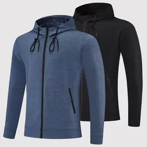 Autumn and Winter New Solid Color Cross Border Men's Sports Coat Hooded Outdoor Leisure Running Clothes Fitness Training Clothes