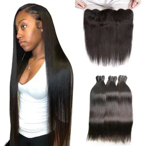 WXJ Hair Unprocessed Virgin Hair Extensions Cambodian Virgin Straight Hair Bundle with Lace Closure Wholesale Price