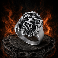 Anillo de Acero Inoxidable 316L Personalizado al por Mayor, Anillo de Rey Mono, Anillo Gótico Punk Vintage para Hombre, Resistente al Deslustre