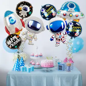 7pcs Space Balloons Sets-18 Inch Astronaut Foil Balloon Rocket Balloon Space Party Decoration For Kids Birthday Party Supplies