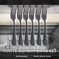 Ensemble de couverts de table Dingyong Factory OEM/ODM, fourchettes à dîner modernes de luxe en acier inoxydable noir mat, 6 fourchettes de 8 pouces, écologiques et durables