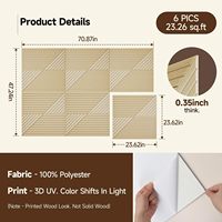 Panneaux acoustiques Roydaa - Panneaux insonorisants et absorbants le son, 6 pièces, 23,62" x 23,62", chêne blanc, polyester haute densité, panneaux pelables