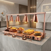 Station de chauffage électrique pour buffet en acier inoxydable, robuste, avec lampes chauffantes infrarouges à tête simple ou quadruple et contrôle indépendant