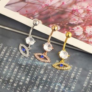 Kualitas tinggi mata menjuntai pusar tombol cincin tindik pusar grosir 3 warna campuran baja nirkarat pusar bar untuk tubuh permata - Product Image 2