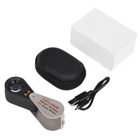 20X Jeweler Loupe White UV Light Gem Loupe 20X 21 mm Jewelry Magnifying Gem Loupe with Light USB Charging