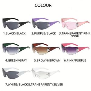 Biểu tượng tùy chỉnh 2023 thời trang nam nữ Y2K năm sao chân kính quá khổ không có vành Punk kính mặt trời - Product Image 6