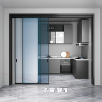 Porte coulissante en aluminium et verre coupe-feu, avec joint anti-fumée, pour sortie de secours d'immeubles commerciaux, escaliers et usines