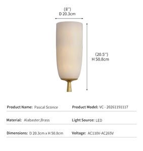 Applique murale moderne en albâtre, décoration de couloir d'hôtel de luxe, cylindre haut, <span class=keywords><strong>pierre</strong></span> naturelle, torche, luminaire en laiton, LED, applique murale <span class=keywords><strong>Pascal</strong></span> - Product Image 4