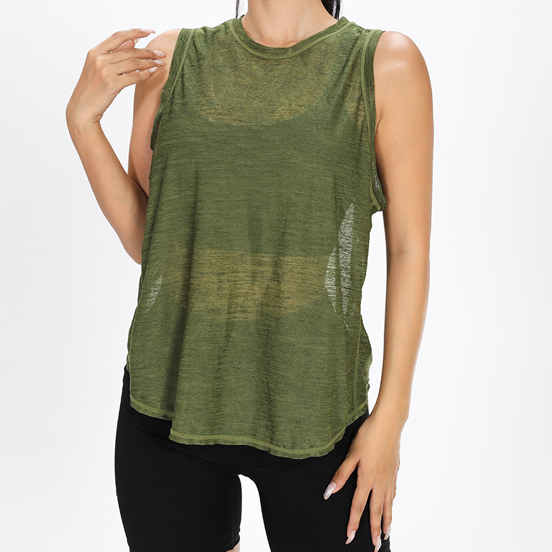 Women's Yoga Tank Top Sets Quick-Drying Mesh Jacquard Pullover with Neck Sleeveless Design Front Logo for Exercise Running Fit