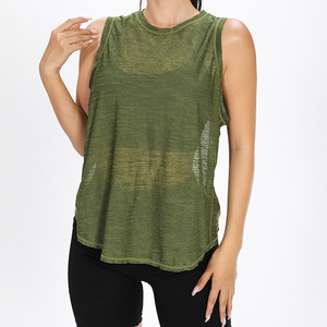 Ensembles de débardeurs de yoga pour femmes à séchage rapide, en maille jacquard, avec col sans manches et logo frontal, pour l'exercice et la course à pied - Product Image 1