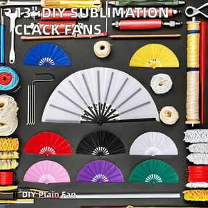Éventail pliant en bambou de 33 cm avec poignée, blanc et noir, pour le Nouvel An chinois, promotion DIY, publicité Angel - Product Image 2
