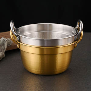 Olla de Ramen Coreana de acero inoxidable para el hogar con doble ASA, olla de sopa dorada/plateada, olla de leche duradera <span class=keywords><strong>a</strong></span> prueba de herrumbre para restaurante - Product Image 4