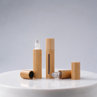 Flacon roll-on en verre épais de 10 ml avec bouchon en bambou pour huiles essentielles – Aromathérapie, relaxation au bureau, voyage