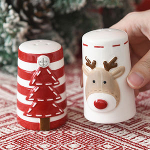Novedades 2026, Utensilios de Cerámica para Hierbas y Especias, Organizador de Cocina con Diseño de Alces, Árboles de Navidad y Salero - Product Image 1