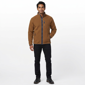 Veste en micro-polaire pour homme en gros - Fermeture éclair intégrale, polaire sherpa, coupe-vent, tricot en coton brodé - Product Image 1