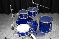 Vente directe d'usine, batterie professionnelle en acrylique bleu, artisanat haut de gamme, best-seller, entièrement personnalisable