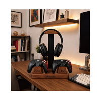 Support personnalisé en bois pour casque de jeu et manette, support gravé sur mesure