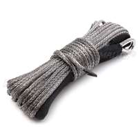 Câble de treuil synthétique de 15 m, 7700 lb, avec gaine, pour ATV, UTV, capstan, gris, pour remorquage, lavage de voiture, entretien automobile