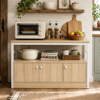 Küchen-Vorbereitungstisch mit Aufbewahrungsschränken, Farmhaus-Kaffeebar-Schrank und Mikrowellenständer
