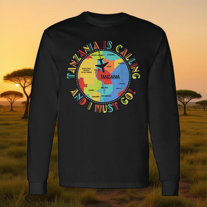 Camiseta de manga larga con diseño de mapa de África Oriental: Tanzania llama y yo debo ir - Product Image 3