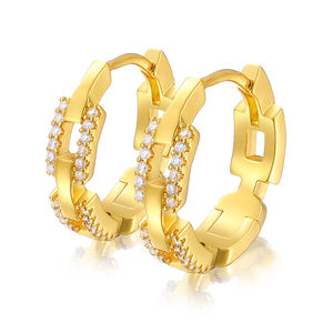 Boucles <span class=keywords><strong>d</strong></span>'oreilles créoles en laiton plaqué or 18 carats de style bohème, personnalisables, avec design en zircon, bijoux unisexe, cadeau - Product Image 1