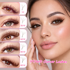STARSCOLORS YY W Extensions de cils WYY 0.07mm Cils entrecroisés Noir mat Brun Éventail étroit large Tresses de cils en trèfle Plateaux de cils Cils - Product Image 5