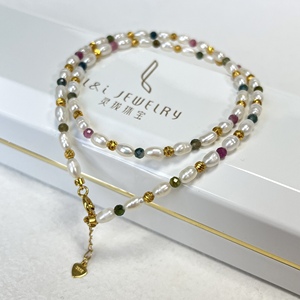 Gargantilla personalizable de lujo, collar de perlas de agua dulce de Plata de Ley 925, collares de perlas de alta calidad con piedras preciosas de colores - Product Image 2