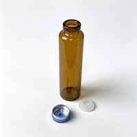 Flacon cylindrique en verre borosilicate ambré avec bouchon en caoutchouc et capuchon à clapet en aluminium, vide, pour injection pharmaceutique ou liquide oral