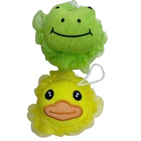 Éponges de bain pour enfants, nettoyeur de douche en forme de grenouille de canard, dessin animé, gommage du dos, éponge en maille, boules de luffa, houppette