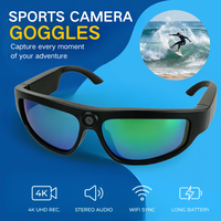 Lunettes de soleil de sport 4K avec mini caméra, angle large 120°, enregistrement vidéo 1080P, connexion Wi-Fi, visualisation en direct via l'application