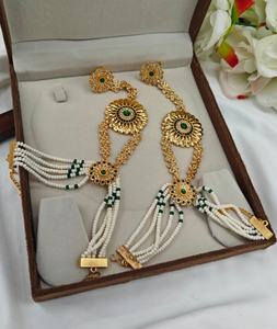 LATEST DESIGNER TRADITIONAL JEWELLERY MOTIPEARL & MINAKARI <b>LONG</b> PENDENT NECKLACE SET WITH <b>MATCHING</b> EARRING SET for WOMEN &GIRLS - Product Image 1