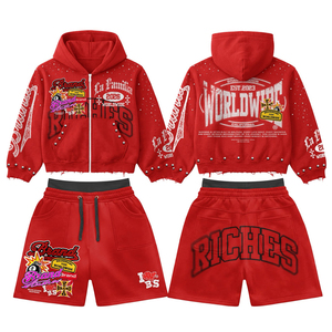 Wholesale Private Brand Manufacturer Custom <b>Men</b> Winter Casual Fleece Breathable Streetwear <b>Hoodie</b> & <b>Shorts</b> <b>Set</b> - Product Image 2