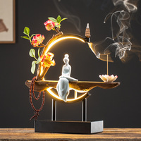 Kreative Keramik-LED-Lampe mit Ringform, Rückflussbrenner für Wohnzimmer, TV-Schrank, Bürodekoration, Retro-Zen-Räucherstäbchenhalter, Geschenkbox
