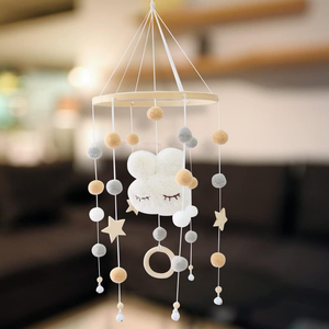 Décor de lit de bébé <span class=keywords><strong>mobile</strong></span> 3D avec boules de feutre pour décoration de lit de chambre d'enfant, cadeau de cloche suspendue - Product Image 6