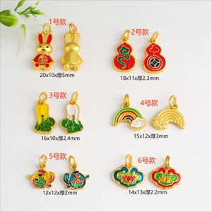 Pendentif gourde émaillée chinoise traditionnelle en alliage, composants de bijoux pour la fabrication de bracelets et colliers DIY, vente en gros - Product Image 2