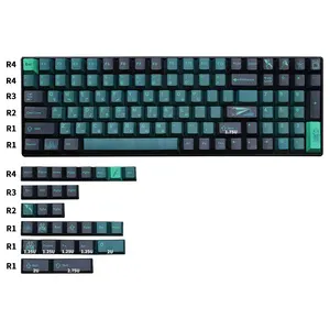 GMK Teror Di Bawah Tema 129 Tombol Hijau PBT Dye Sublimasi Cherry Profil Keycaps Set Untuk Keyboard Mekanik