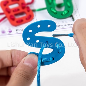 Fournitures scolaires, Trousse de couture de voyage, Jeu d'<span class=keywords><strong>orthographe</strong></span> pour enfants, 26 pièces, Cartes de lettres à lacer, Jouet de mise en séquence et d'enfilage - Product Image 4
