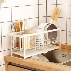 Escurridor de Platos de Doble Nivel para Fregadero de Cocina, Organizador de Almacenamiento con Filtro para Encimera de Borde <span class=keywords><strong>Estrecho</strong></span> - Product Image 4