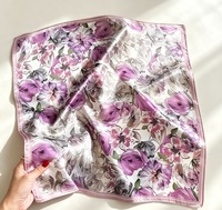 Foulard en soie personnalisé bleu roi avec cadre, 70 cm carré, élégant pour femme, pour la décoration de sac