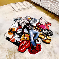 Tapis en velours cristal imprimé sur mesure, tapis anime personnalisé, tapis de sol en forme de chaussure, tapis en forme de sneaker, tapis de sneaker
