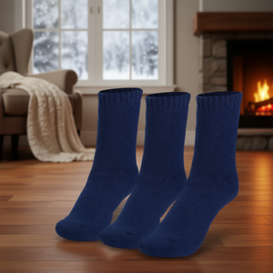 Calcetines Térmicos de Lana para Hombre, Color Azul Oscuro, Gruesos, Cálidos, Casuales, para Uso Diario, Tejidos, con Patrón Sólido - Product Image 2